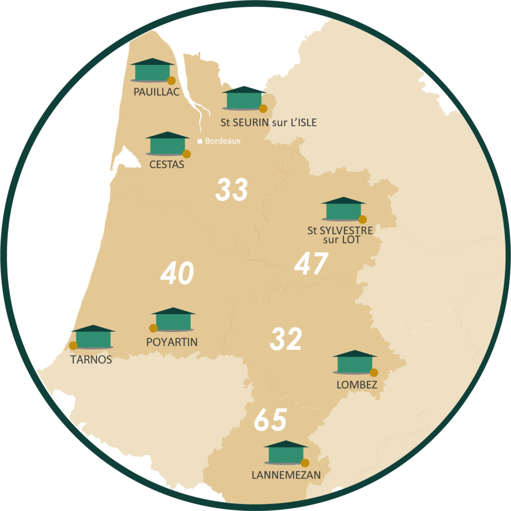 Carte des magasins Cap Nature en janvier 2024