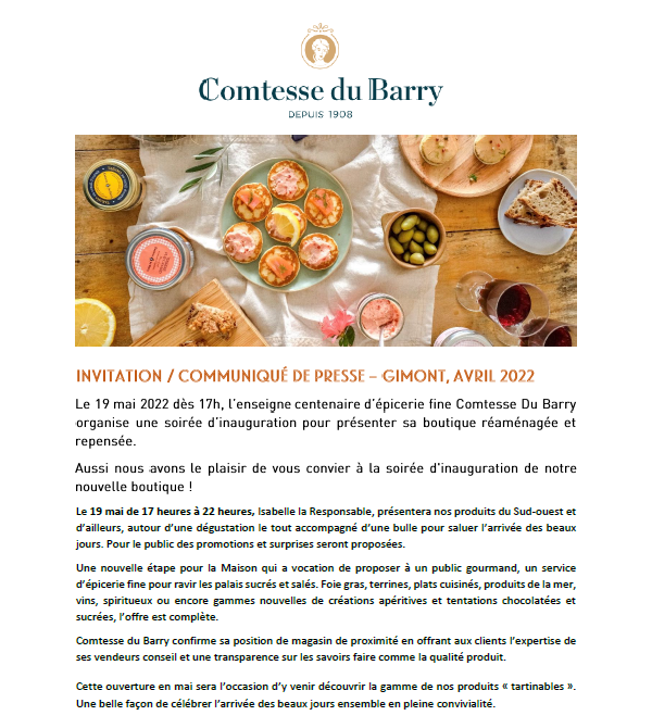 INAUGURATION DE LA NOUVELLE BOUTIQUE COMTESSE DU BARRY À AIX EN PROVENCE